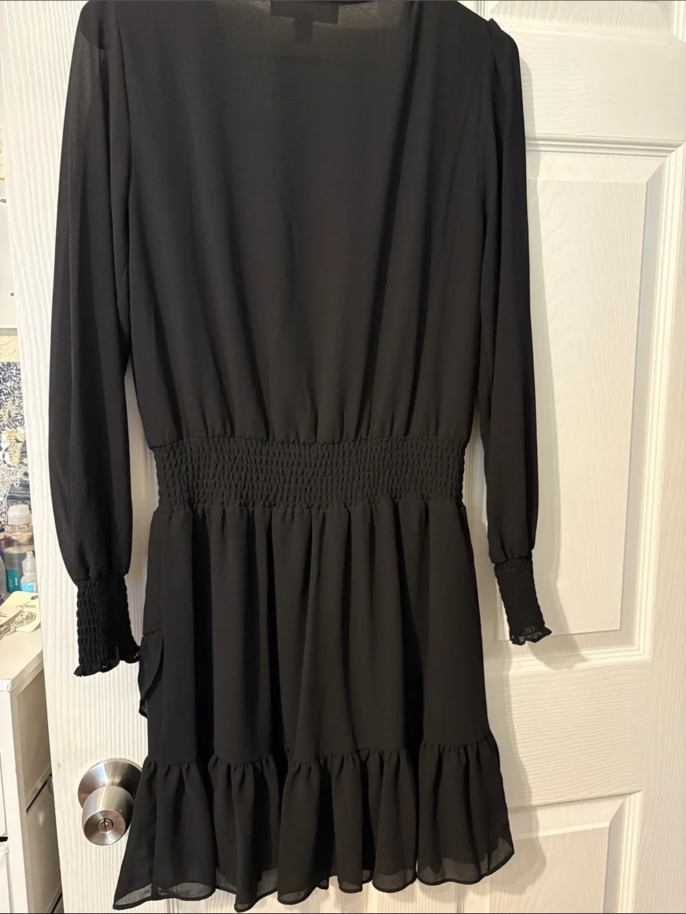 Michael Kors Black Long Sleeve Wrap Ruffle Dress - Picture 4 of 4